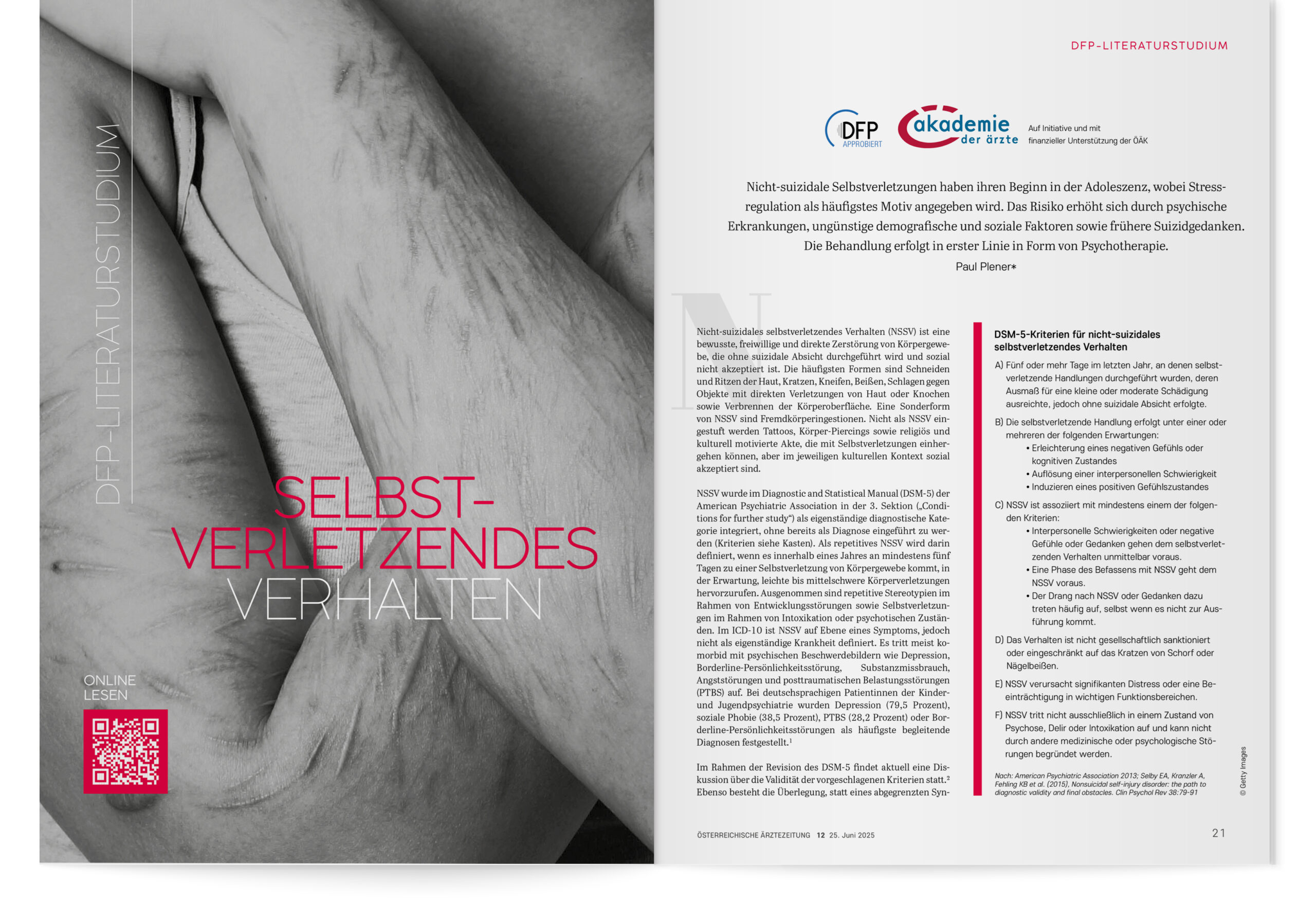 DFP-Literaturstudium: Selbstverletzendes Verhalten
